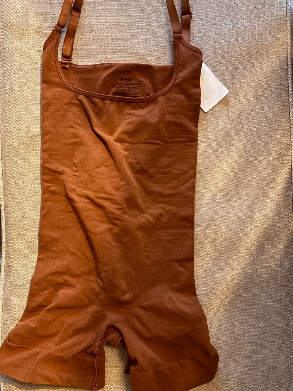 SKIMS Tan/Brown Adjustable Strap One-Piece shapewear